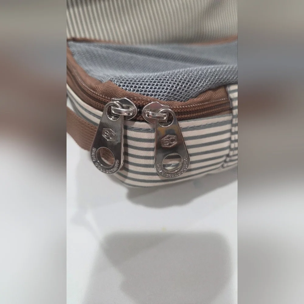 Elegant Striped Baby Bag - Cream and Brown NWOT